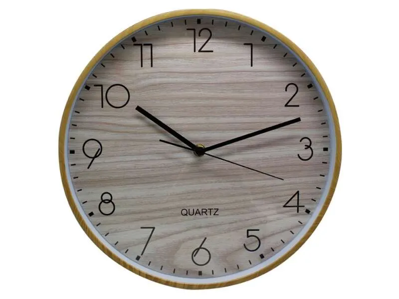 Orologio da Ufficio Bismark Cornice Effetto Legno - Cornice in Plastica - Lente in Vetro - Lancette in Alluminio - Quadrante in PVC - Colore Marrone