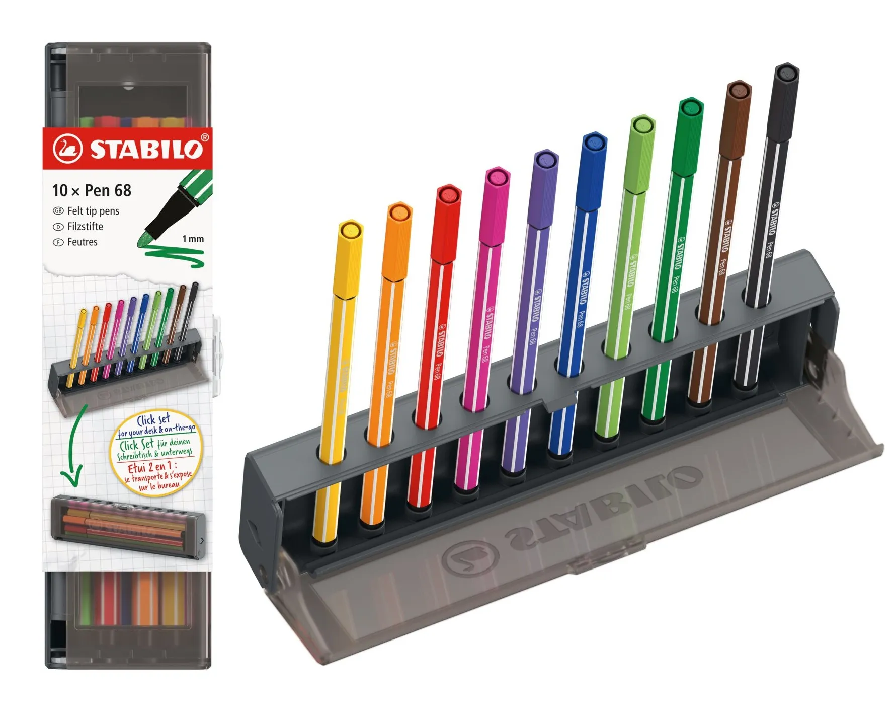 STABILO 6810-7 marcatore Medio Arancione Marrone Viola Nero Ultramarine Carmine Giallo Rosa Verde Verde chiaro 10 pz