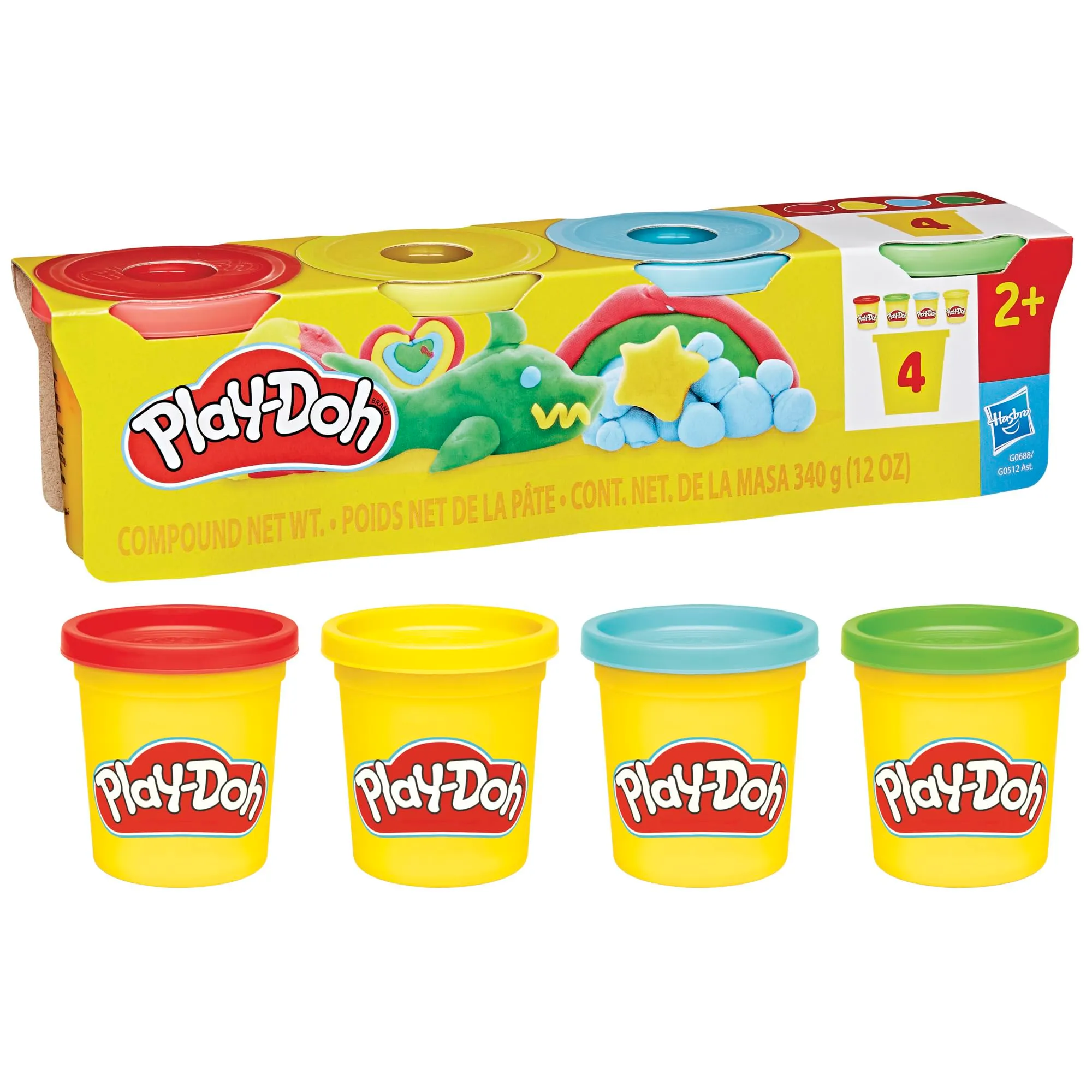 Play-Doh 4 Couleurs Classiques, Coffret de Pâte à Modeler 85g x4, Activité Manuelle et Créations Artistiques, Kits Créatifs Play-Doh pour Enfants