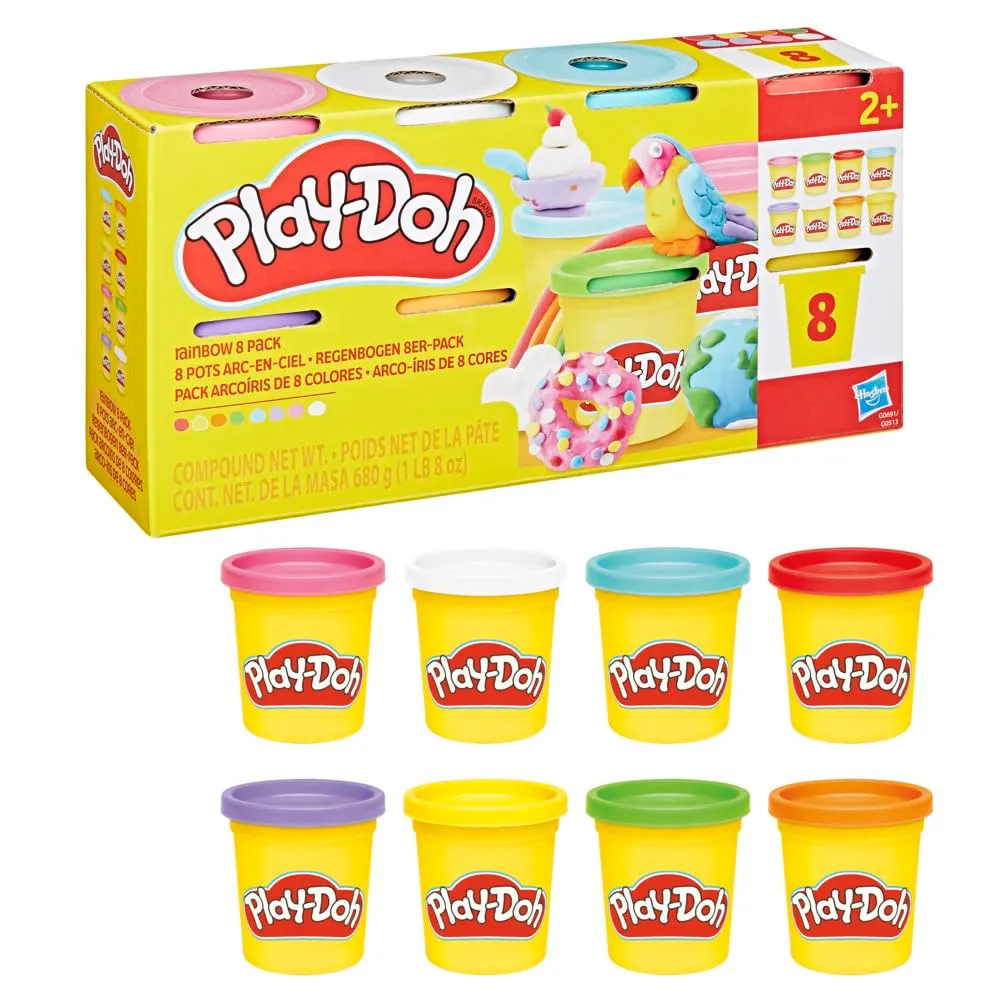 Play-Doh 8 Couleurs Arc-en-Ciel, Pots de pâte à Modeler de 85 g, Activité manuelle, Activité manuelle, Dès 3 Ans