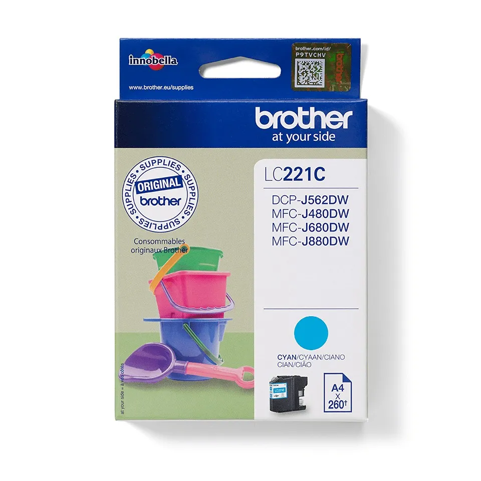 ORIGINALE Brother Cartuccia d'inchiostro ciano LC221C LC-221 260 pagine 39ml
