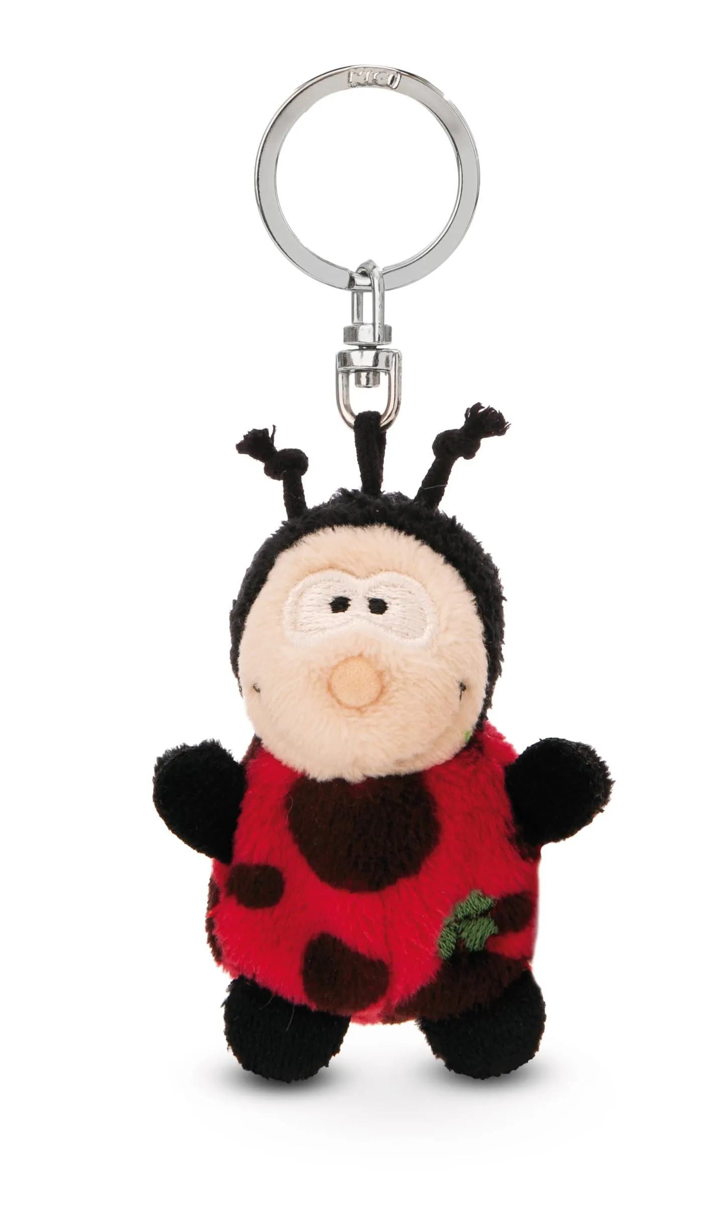 Portachiavi coccinella con trifoglio 5cm - nero - Un compagno fedele per zaino o borsa, portachiavi per tutte le età | 62064