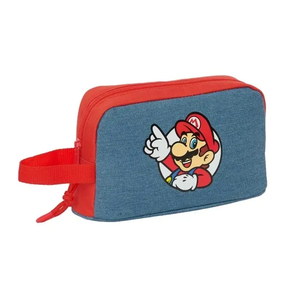 Borsa termica per alimenti Safta Super Mario - Maniglia laterale - Chiusura con cerniera - 215x12x65 cm - Rosso e blu