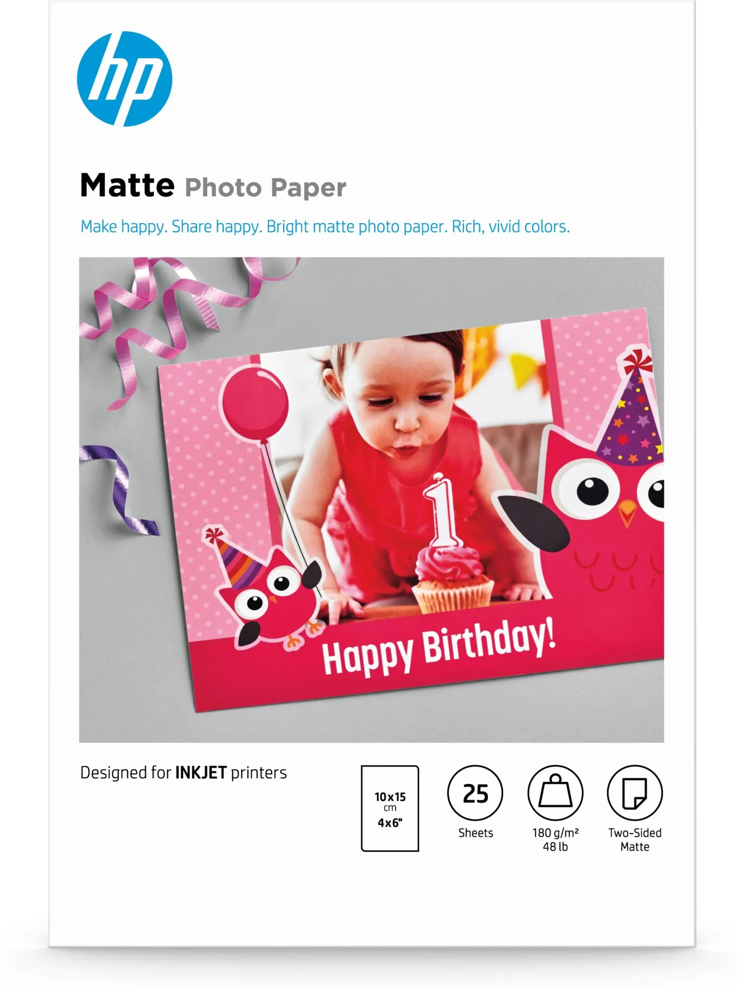 ORIGINALE HP Carta Bianco 7HF70A Fotopapier Matt Carta fotografica HP opaca 180 g/m2 10 x 15 cm (101 x 152 mm) 25 fogli