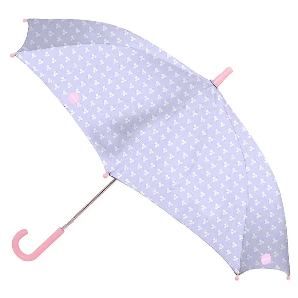 Ombrello automatico Safta Bouquet 60 cm - 8 pannelli - Impugnatura gommata - Punta in PVC - Poliestere - Stecche in acciaio da 10 mm - Viola
