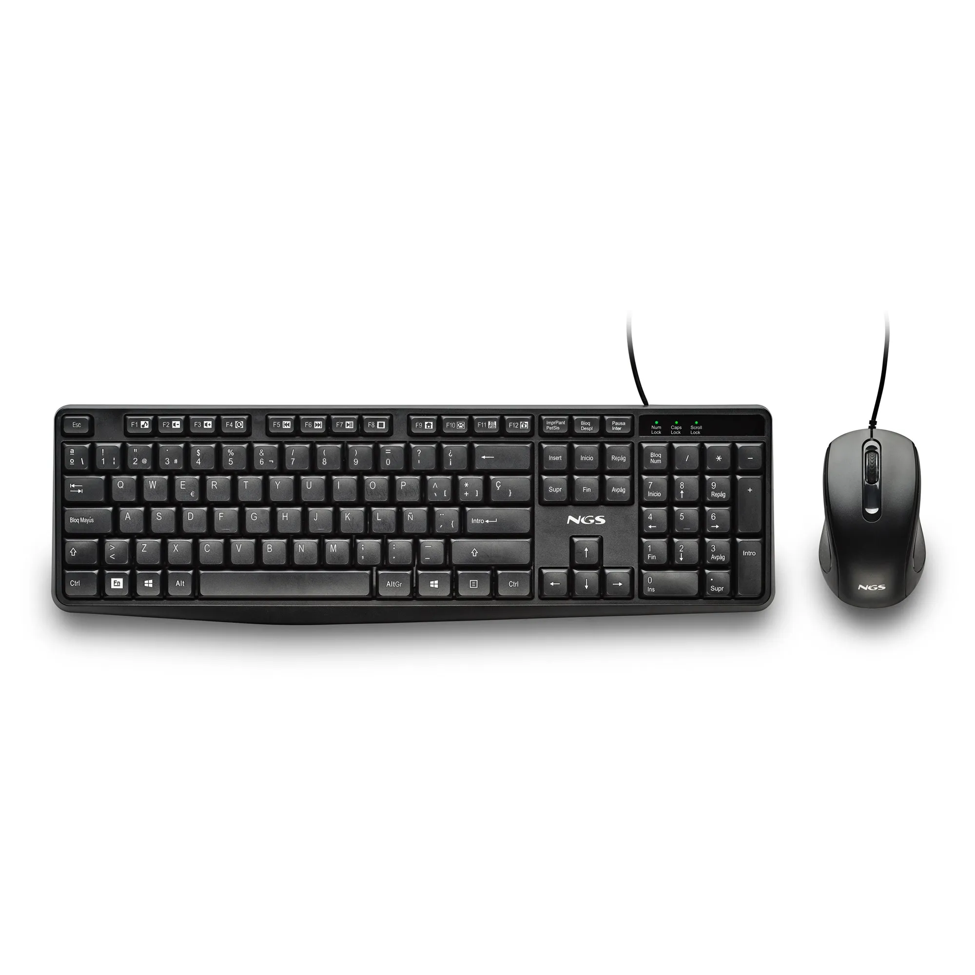 NGS COCOA KIT V2 tastiera Mouse incluso Universale USB QWERTY Spagnolo Nero