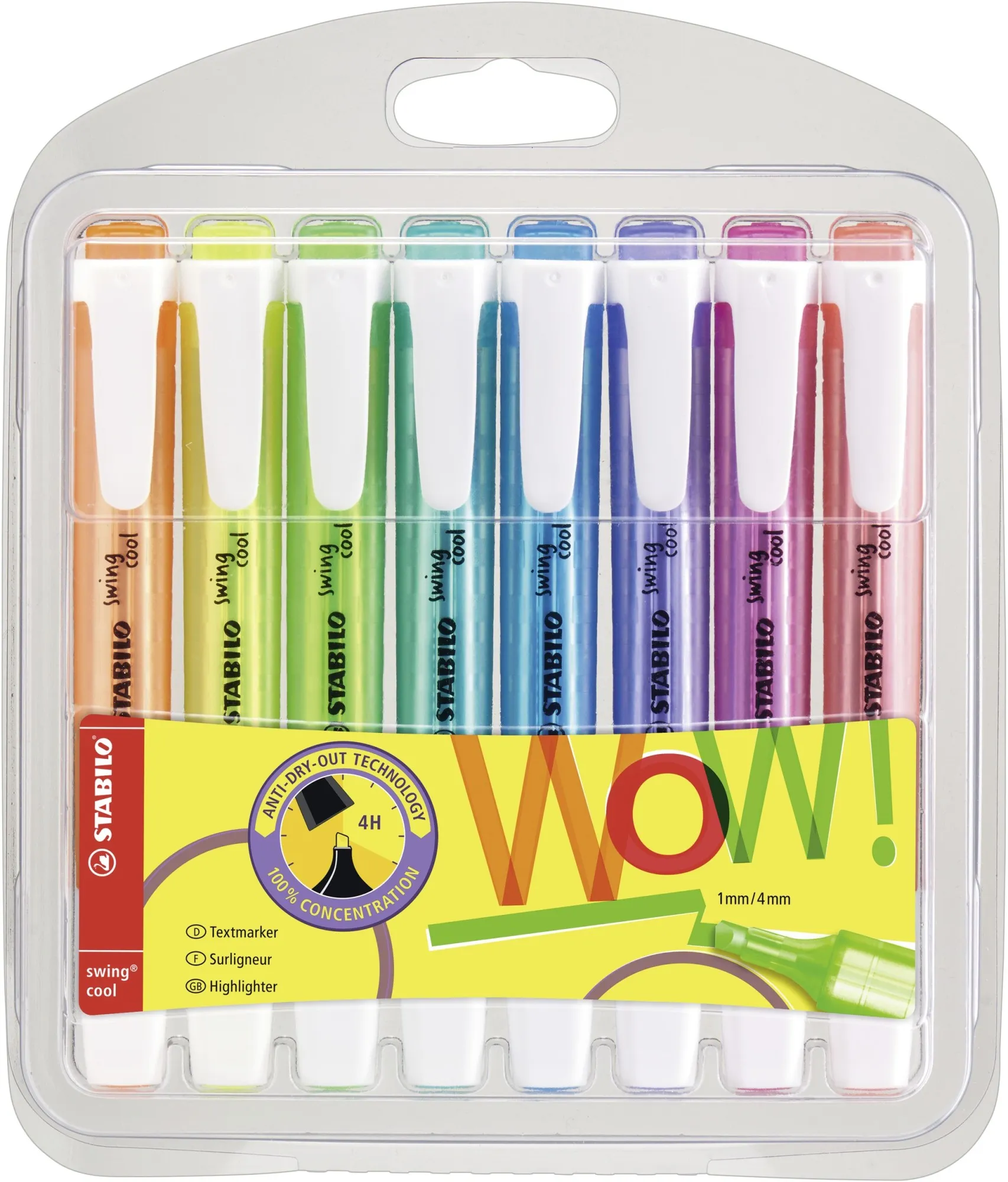 STABILO swing cool Pastel evidenziatore 8 pz Punta smussata Blu Verde Arancione Rosa Rosso Viola Giallo
