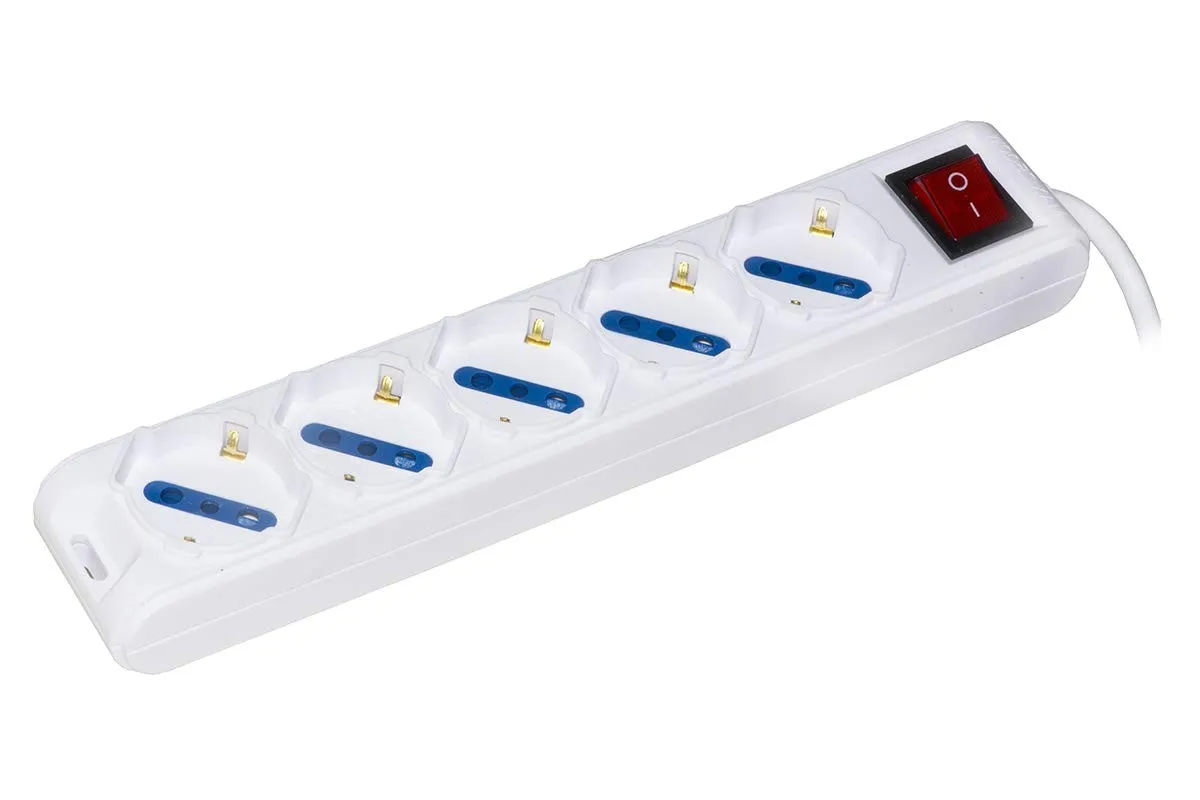 Presa Multipla Link 5 Schuko Con Interruttore Cavo 15Mt Bianca