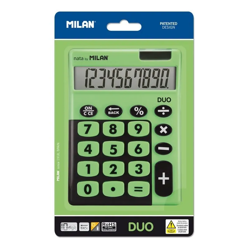 Milan 150610TDGRBL calcolatrice Desktop Calcolatrice di base Verde