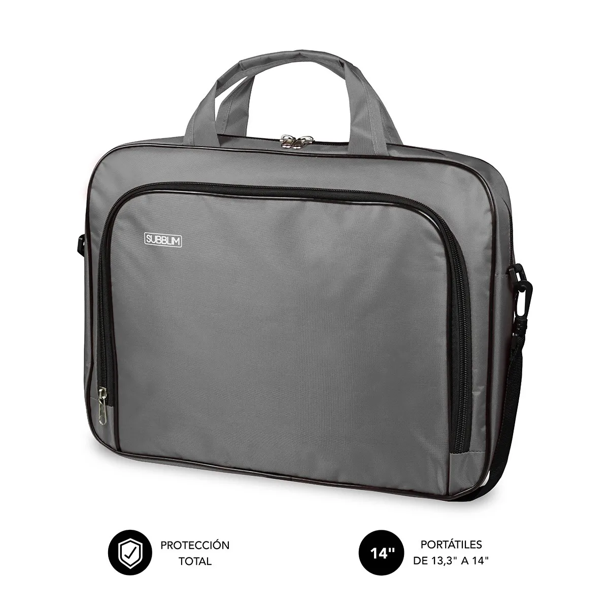 Subblim Estuche Oxford Port??til 13.3 a 14 - Protecci??n reforzada - Correas Ajustables - Bolsillo Exterior - Color Gris
