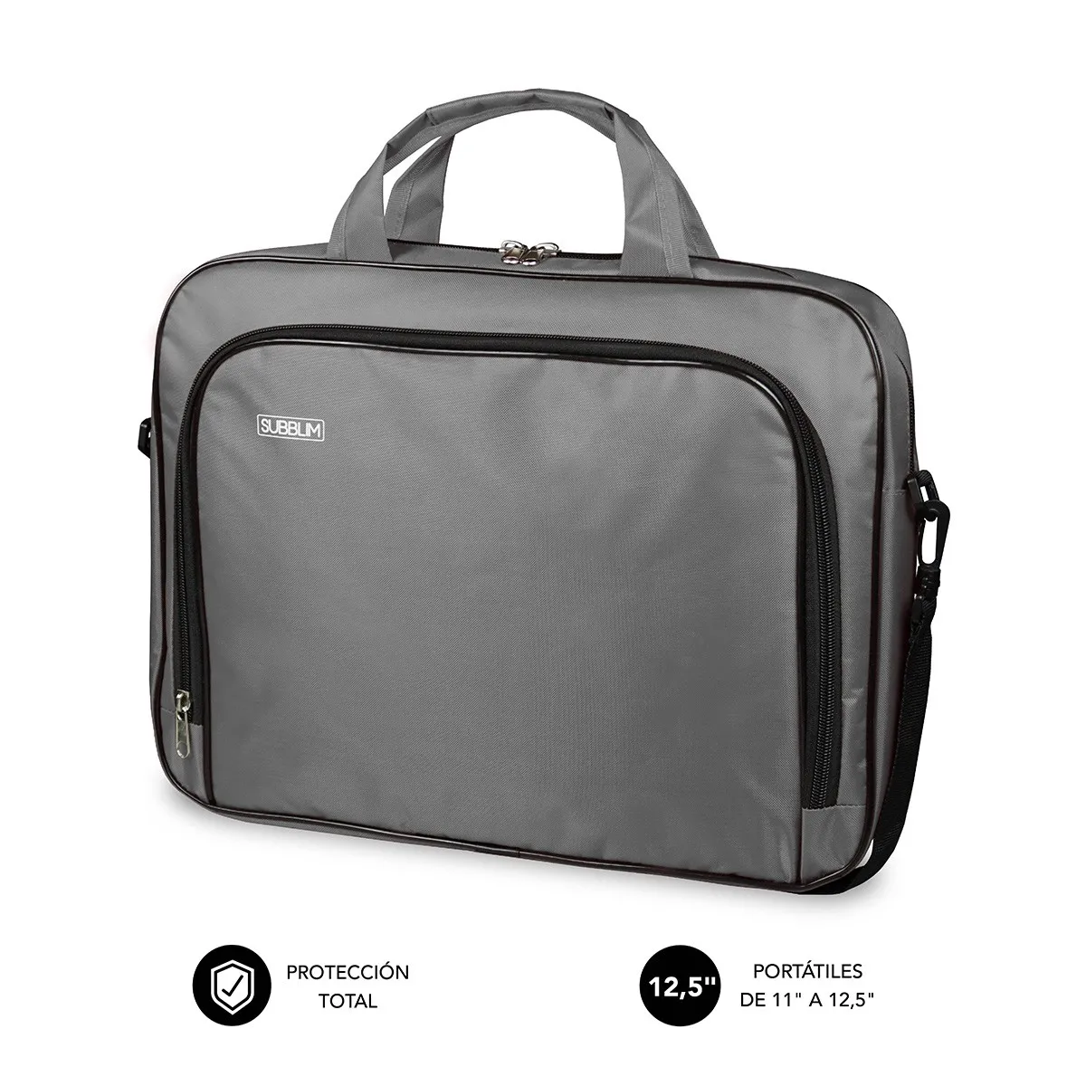 Subblim Estuche Oxford Port??til 11 a 12.5 - Protecci??n reforzada - Correas Ajustables - Bolsillo Exterior - Color Gris