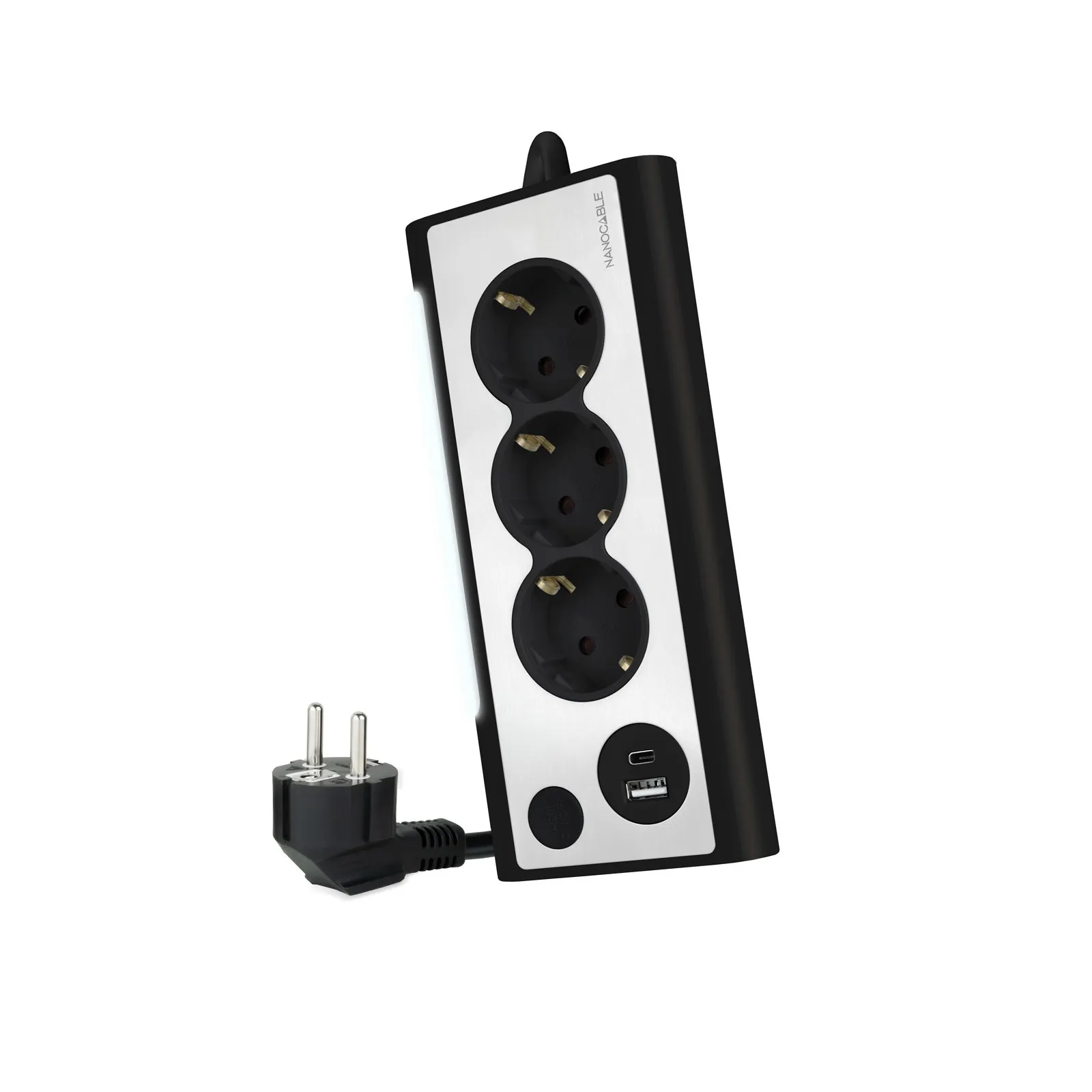Nanocable 10.37.0013-BK prolunghe e multiple 15 m 3 presa(e) AC Interno Alluminio Nero