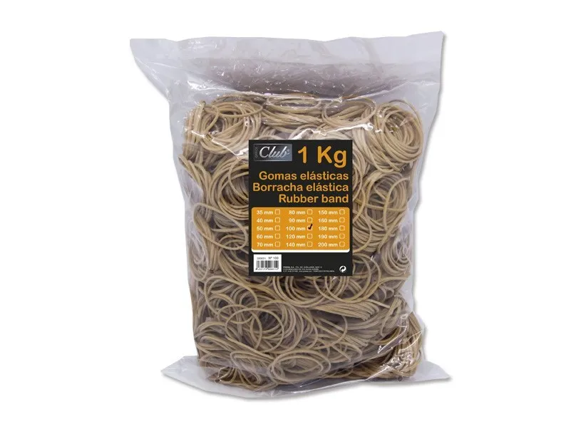 Elastici Office Club Ø 100mm - Alta Qualità - Busta da 1000gr