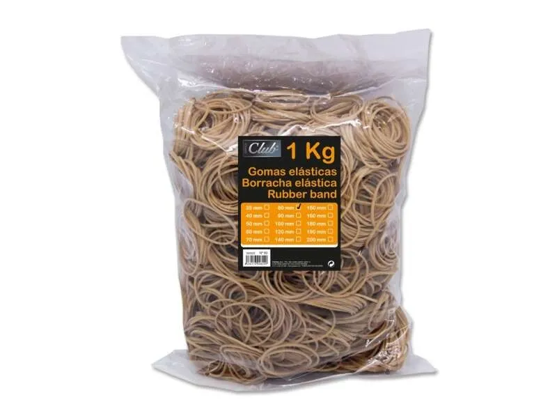 Ingraf Sacchetto da 1kg di Elastici da 80mm - Alta Qualità - 70% Gomma - Grande Resistenza ed Elasticità - Colore Marrone