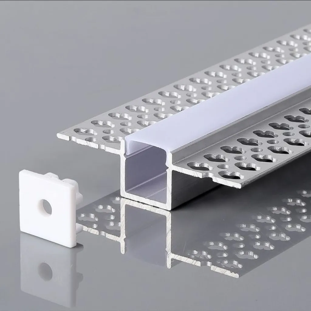 V-TAC Profilo in Alluminio Colore Silver per Strip LED a Incasso (Max l: 124mm) Copertura Satinata 2000x55x15mm