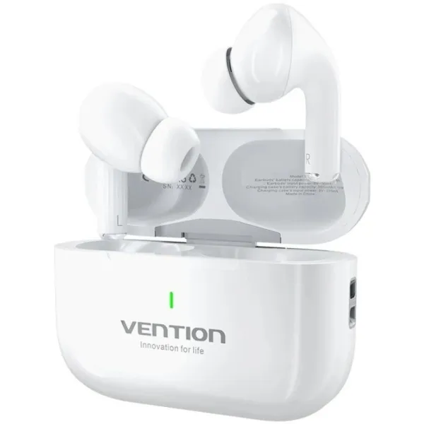 Cuffie Vention Echo Lite E11 Bluetooth 5.4 con custodia di ricarica - True Wireless - Durata della batteria 6 ore - Bianco