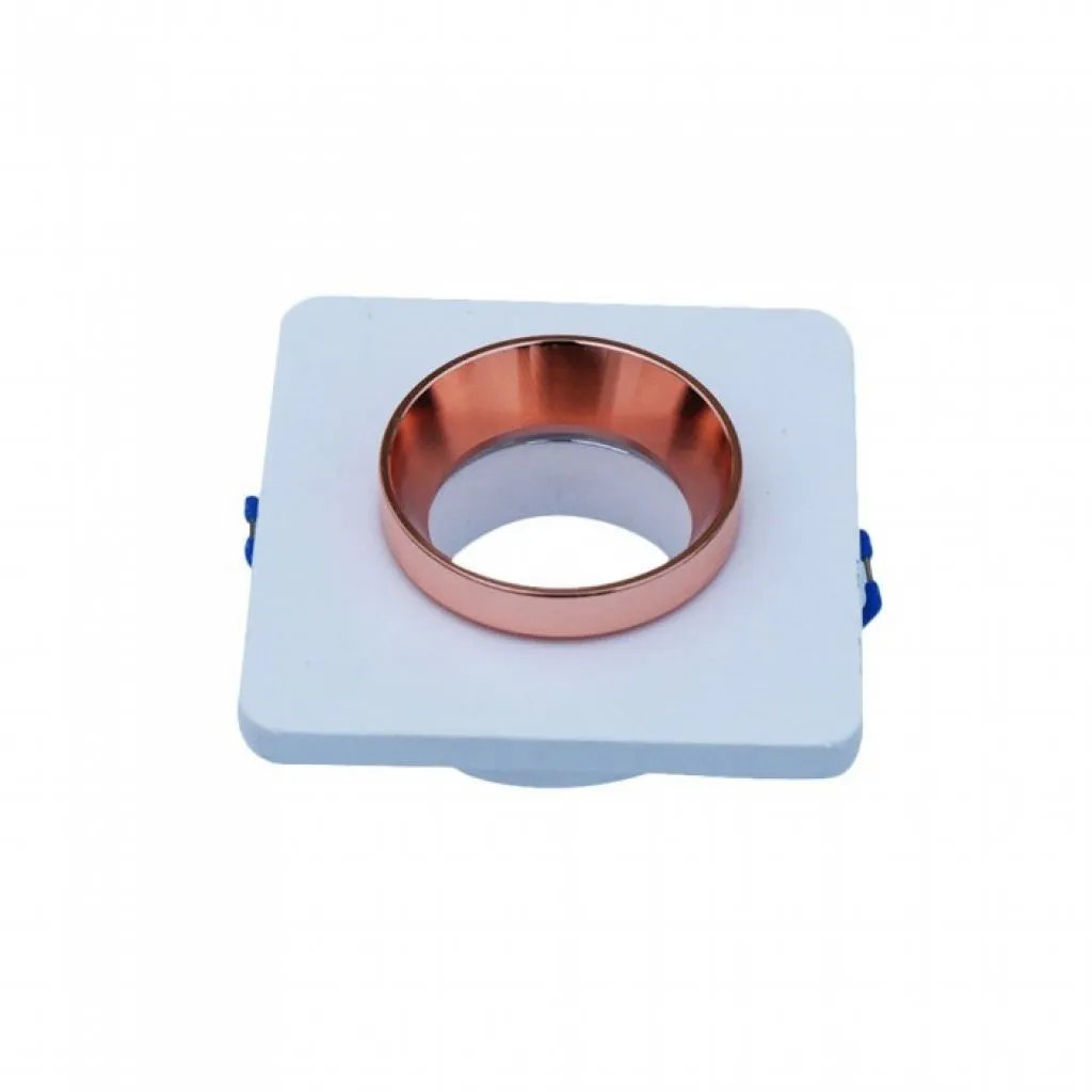 V-TAC Portafaretto LED da Incasso Quadrato GU10 e GU5.3 (MR16) Corpo in Gesso Bianco e Metallo Rosa Dorato