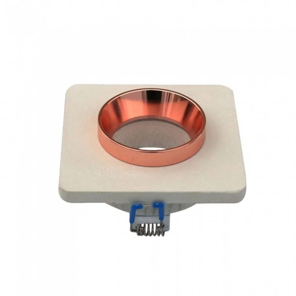 V-TAC Portafaretto LED da Incasso GU10 Corpo in Gesso Quadrato Colore Bianco con Finitura Oro Rosa