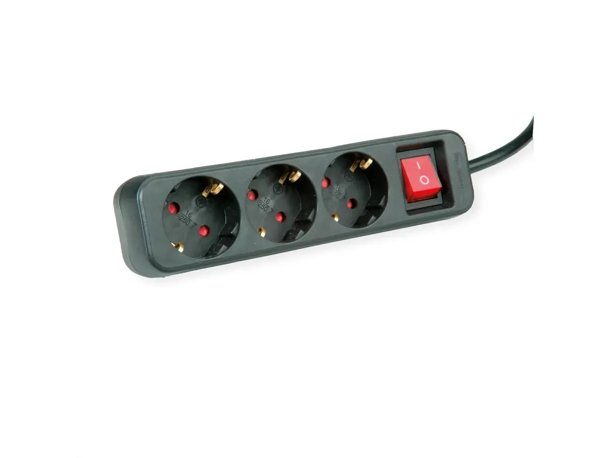 Roline Power Strip 3X With Switch Black 1.5M Shuko
