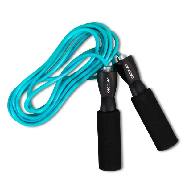 Corda per saltare Cecotec DrumFit in PVC - Impugnatura in schiuma antiscivolo - Lunga 295 cm - Nera e blu