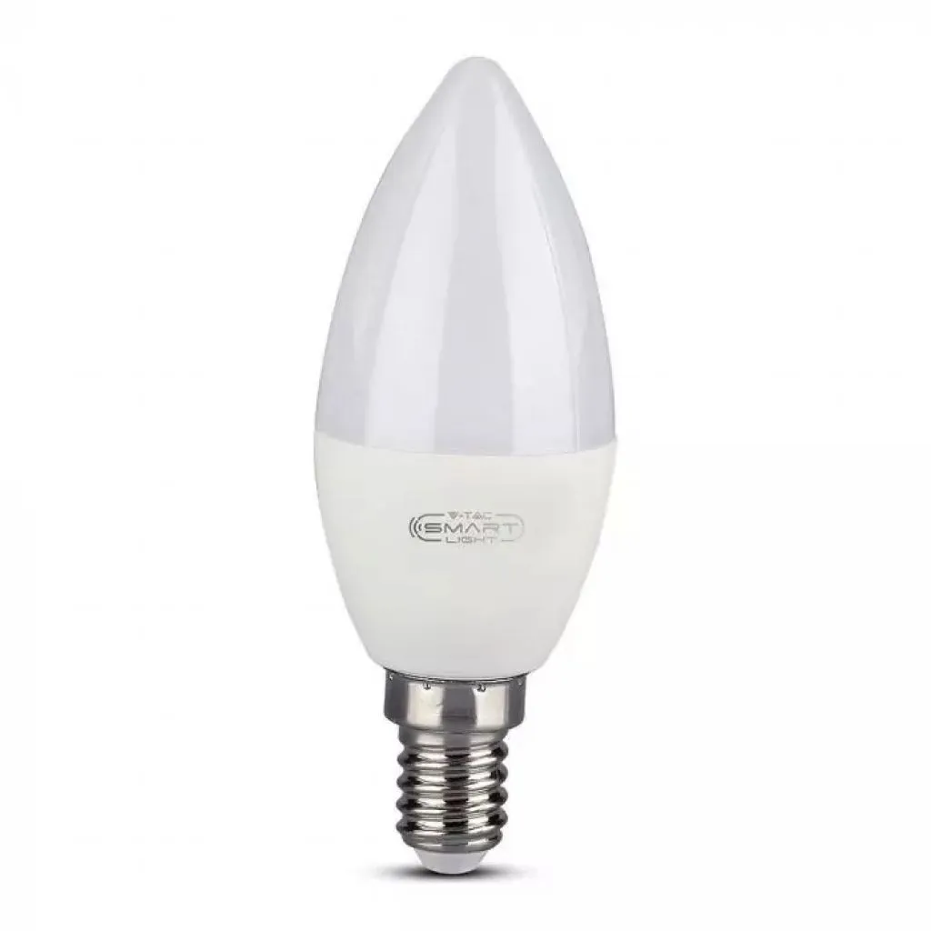 V-TAC Lampadina LED E14 45W a Candela Compatibile con Google Home e Amazon Alexa Tramite App V-Tac Smart RGB e 3 in 1 Dimmerabile