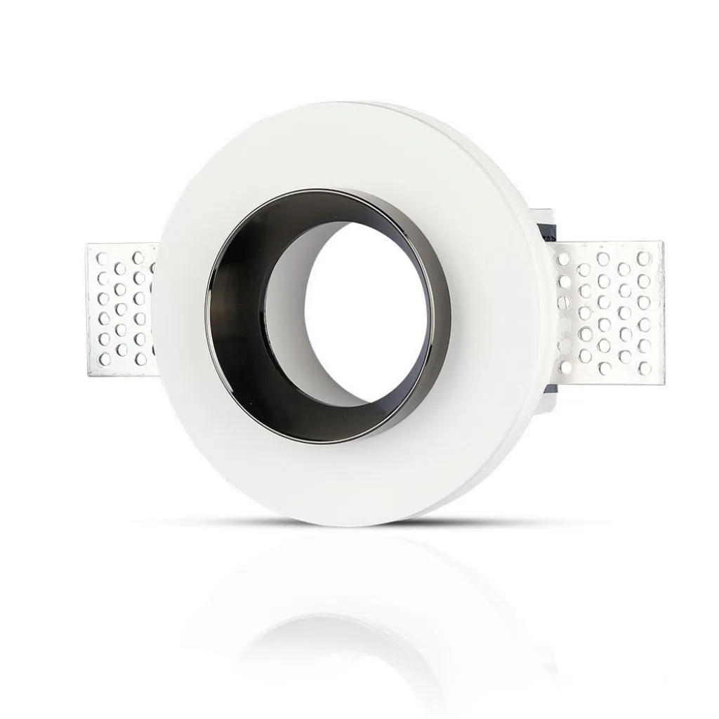 V-TAC Portafaretto LED da Incasso Rotondo GU10 e GU5.3 (MR16) Corpo in Gesso Bianco e Metallo Nero