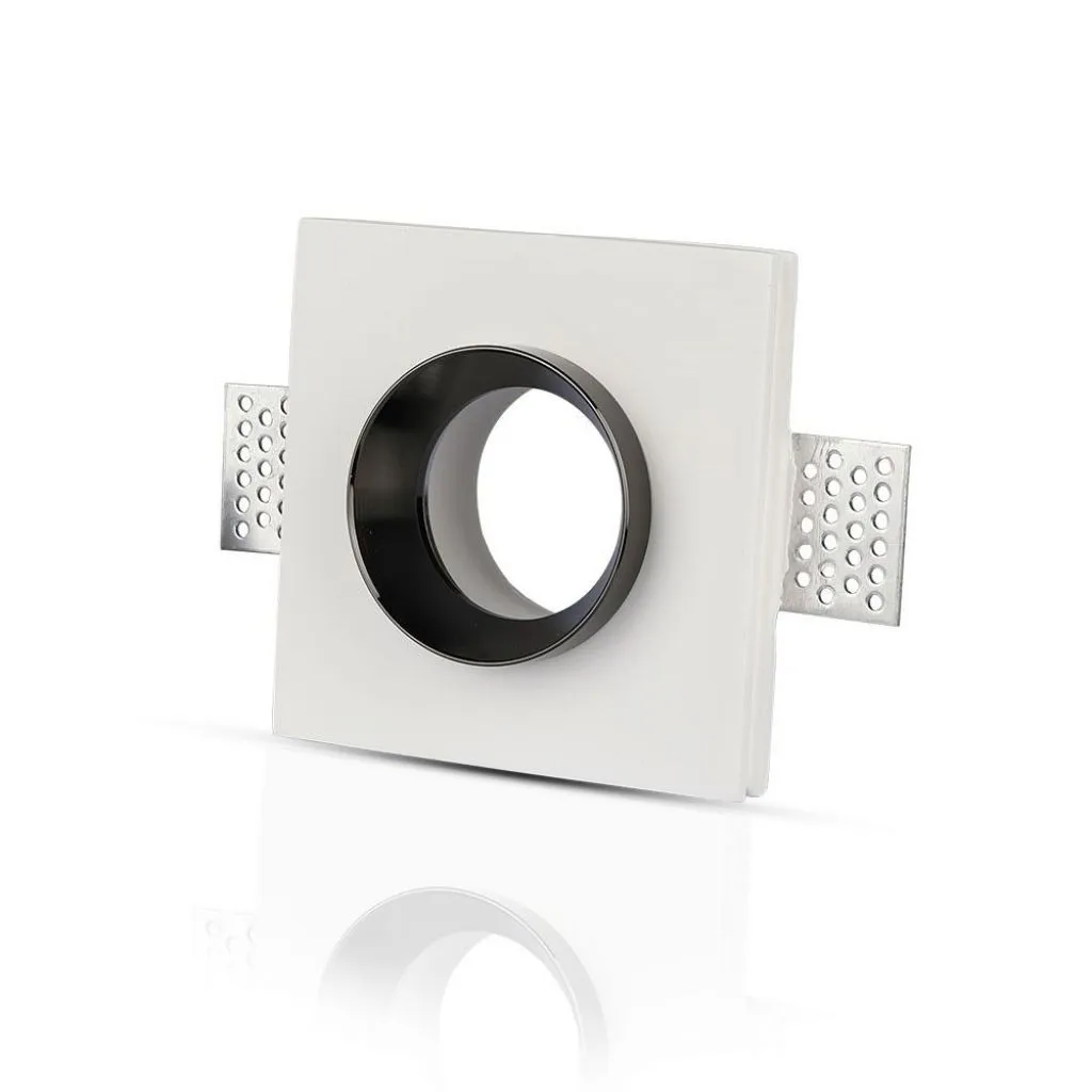 V-TAC Portafaretto LED da Incasso Quadrato GU10 e GU5.3 (MR16) Corpo in Gesso Bianco e Metallo Nero