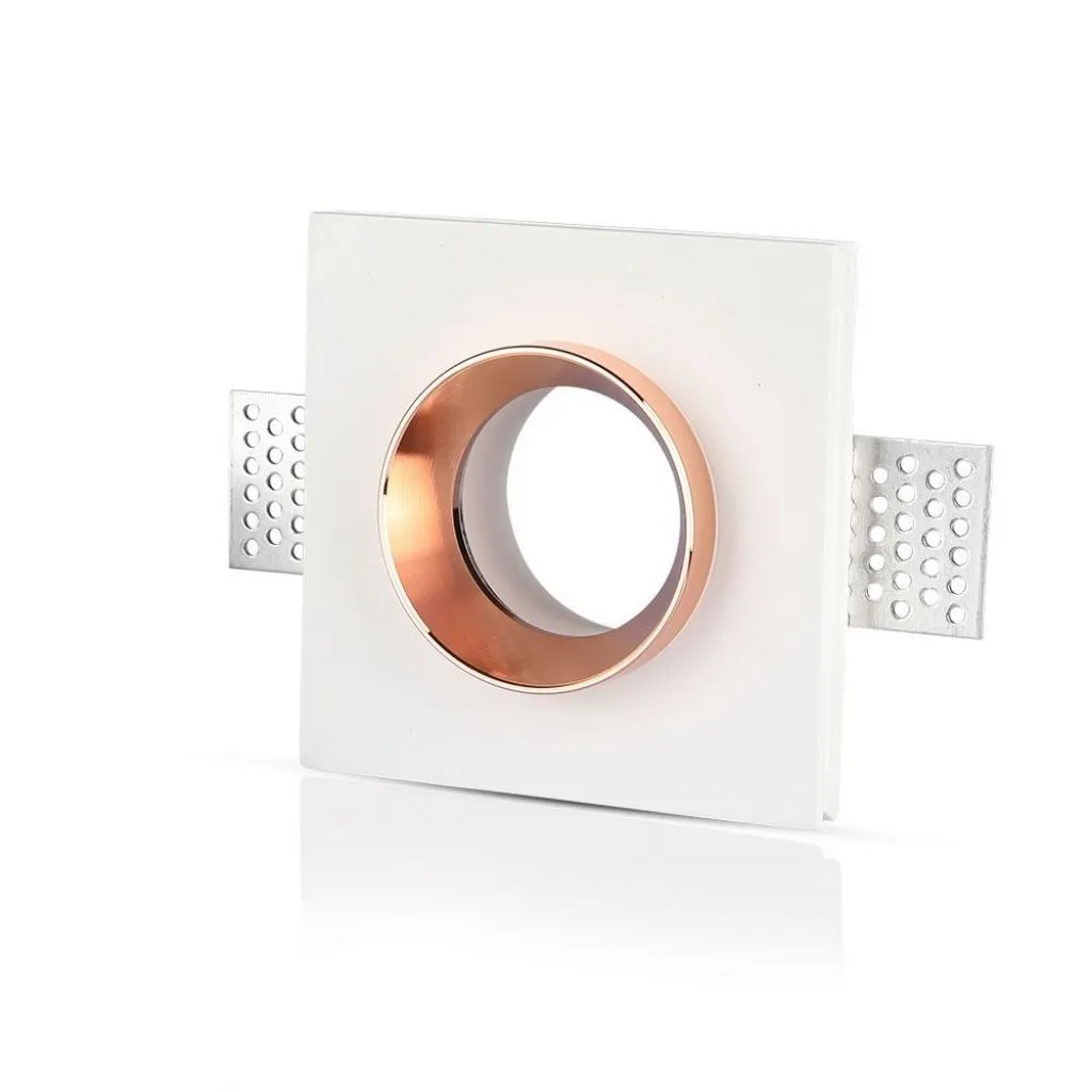 V-TAC Portafaretto LED da Incasso Quadrato GU10 e GU5.3 (MR16) Corpo in Gesso Bianco e Metallo Rosa Dorato