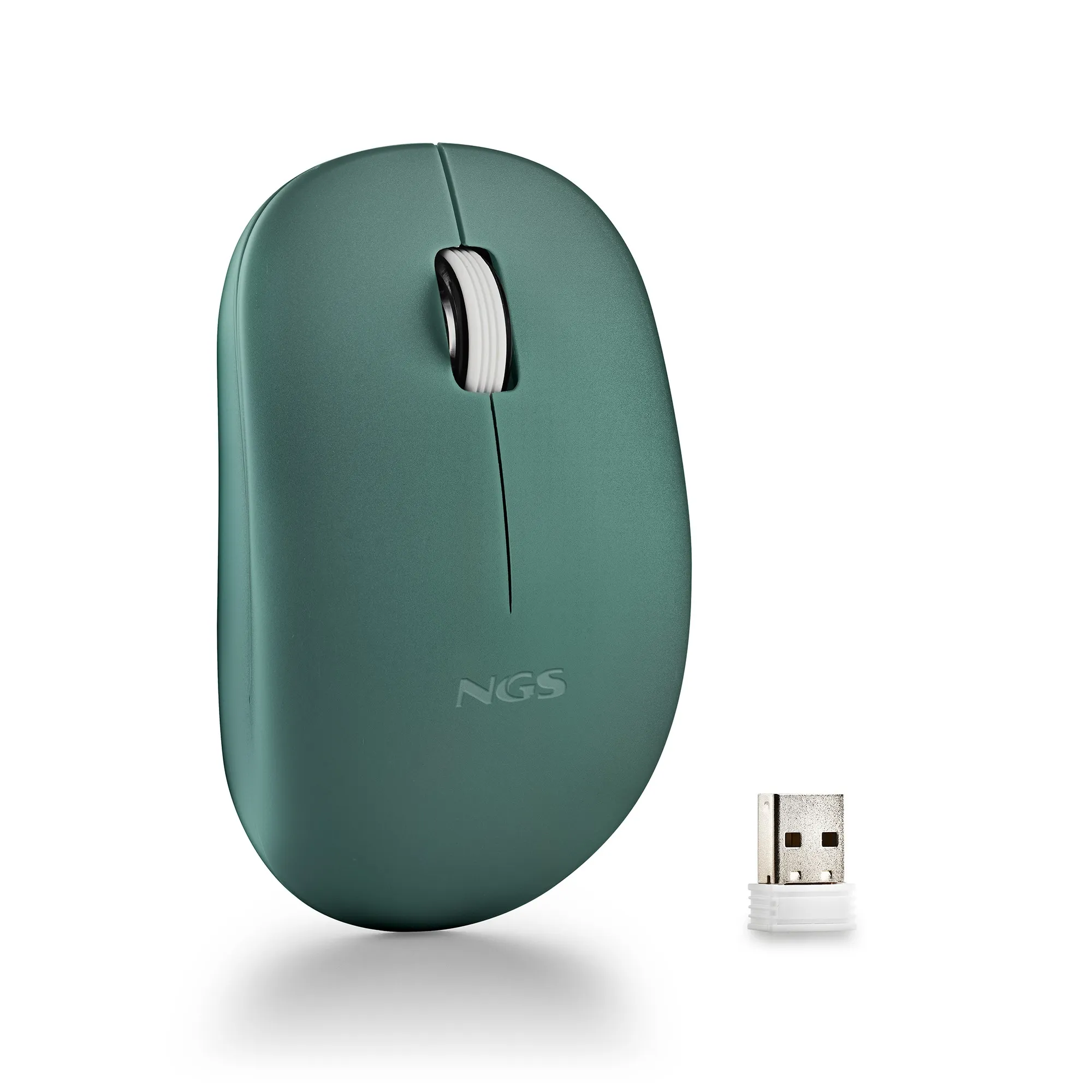 Ngs Mouse Wireless 2.4 GhzCon Rotella Silenzioso Usb Nano Verde