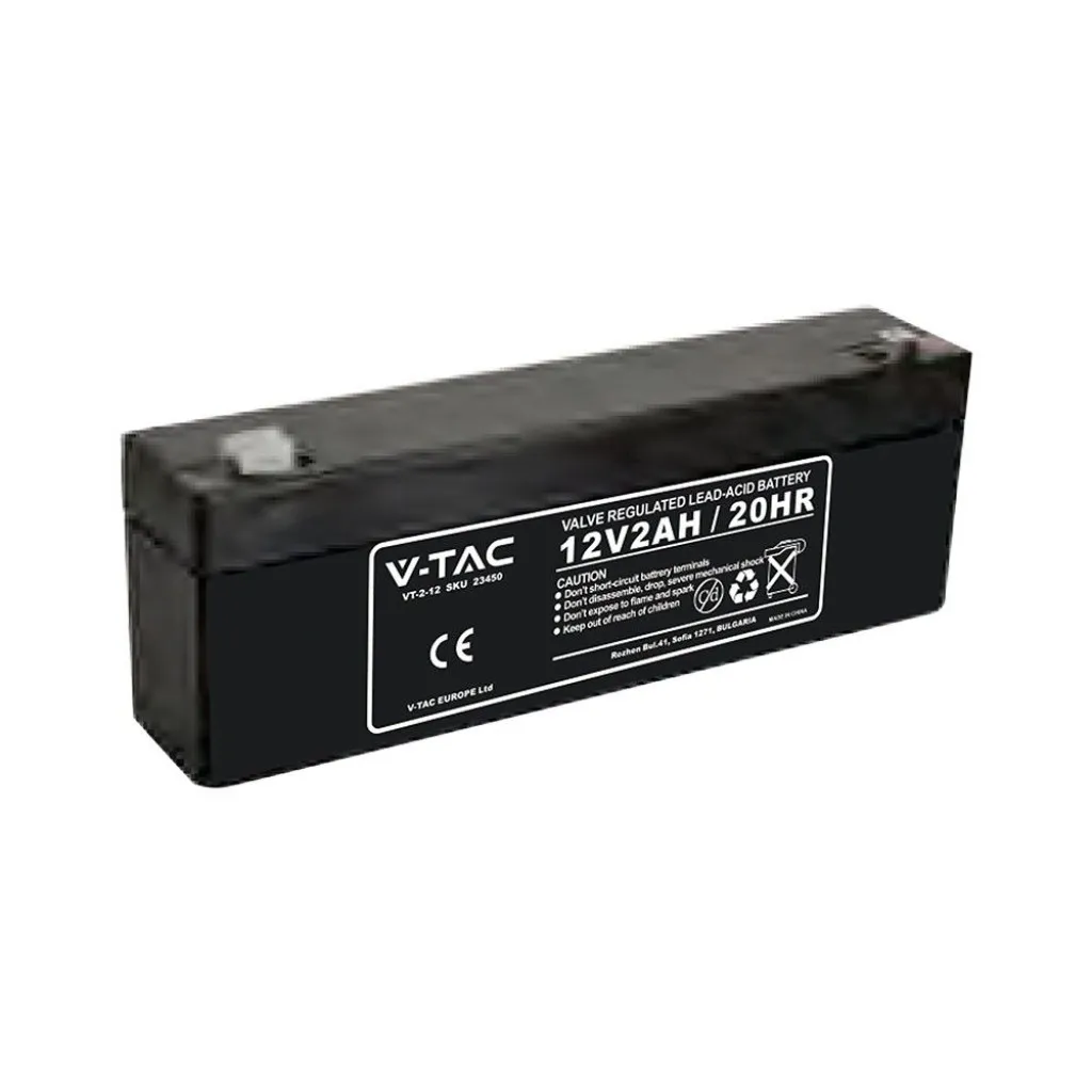 V-TAC Batteria al Piombo Acido 12V 2Ah per Allarmi Videosorveglianza UPS Terminali T1 178*35*60mm