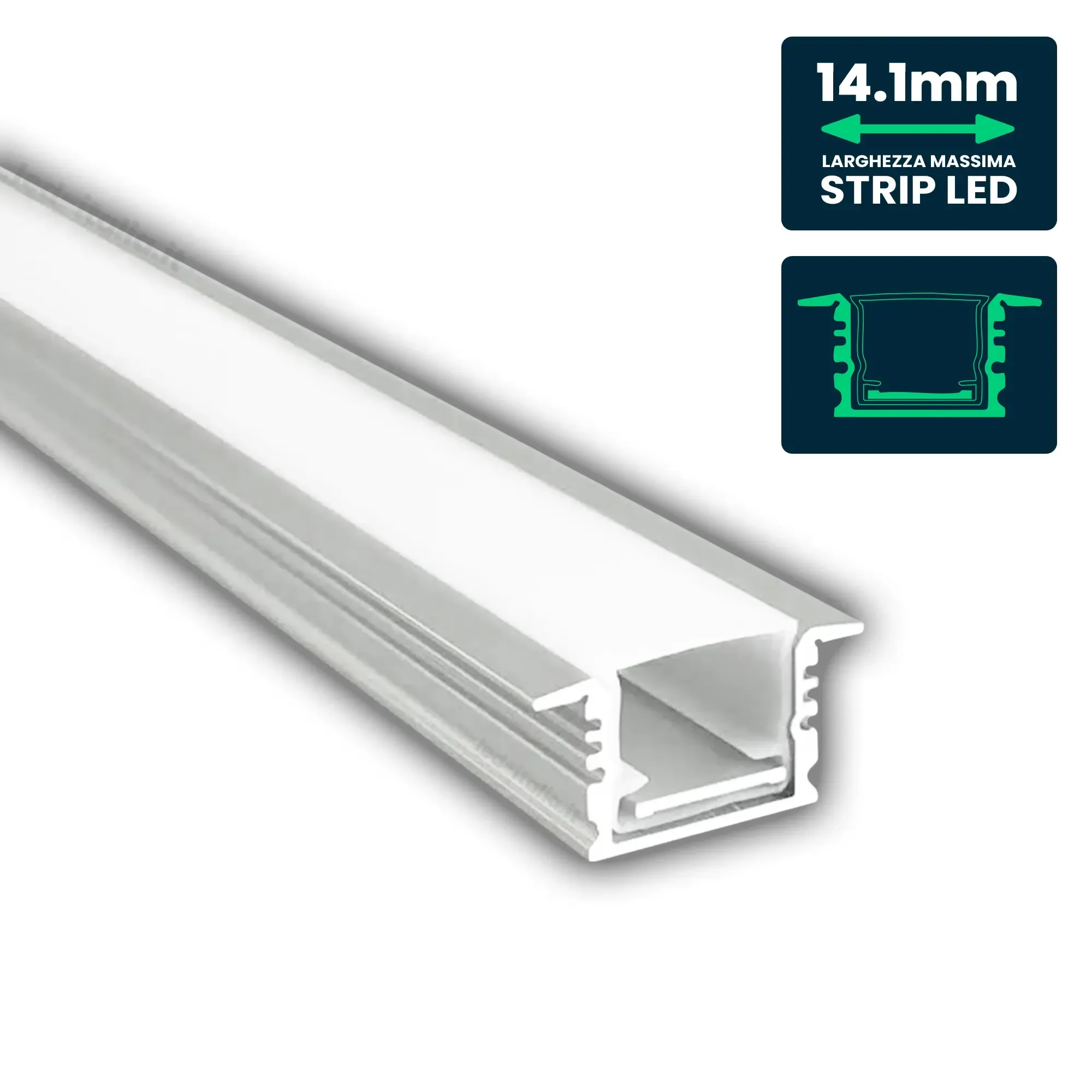 Mounting Kit With Diffuser For Led Strip-Floor Profile Recessed 1000*17*14Mm