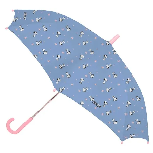 Ombrello manuale Safta Snoopy 86 cm - 8 pannelli - Manico e punta in PVC - Poliestere - Stecche in acciaio da 8 mm - Blu