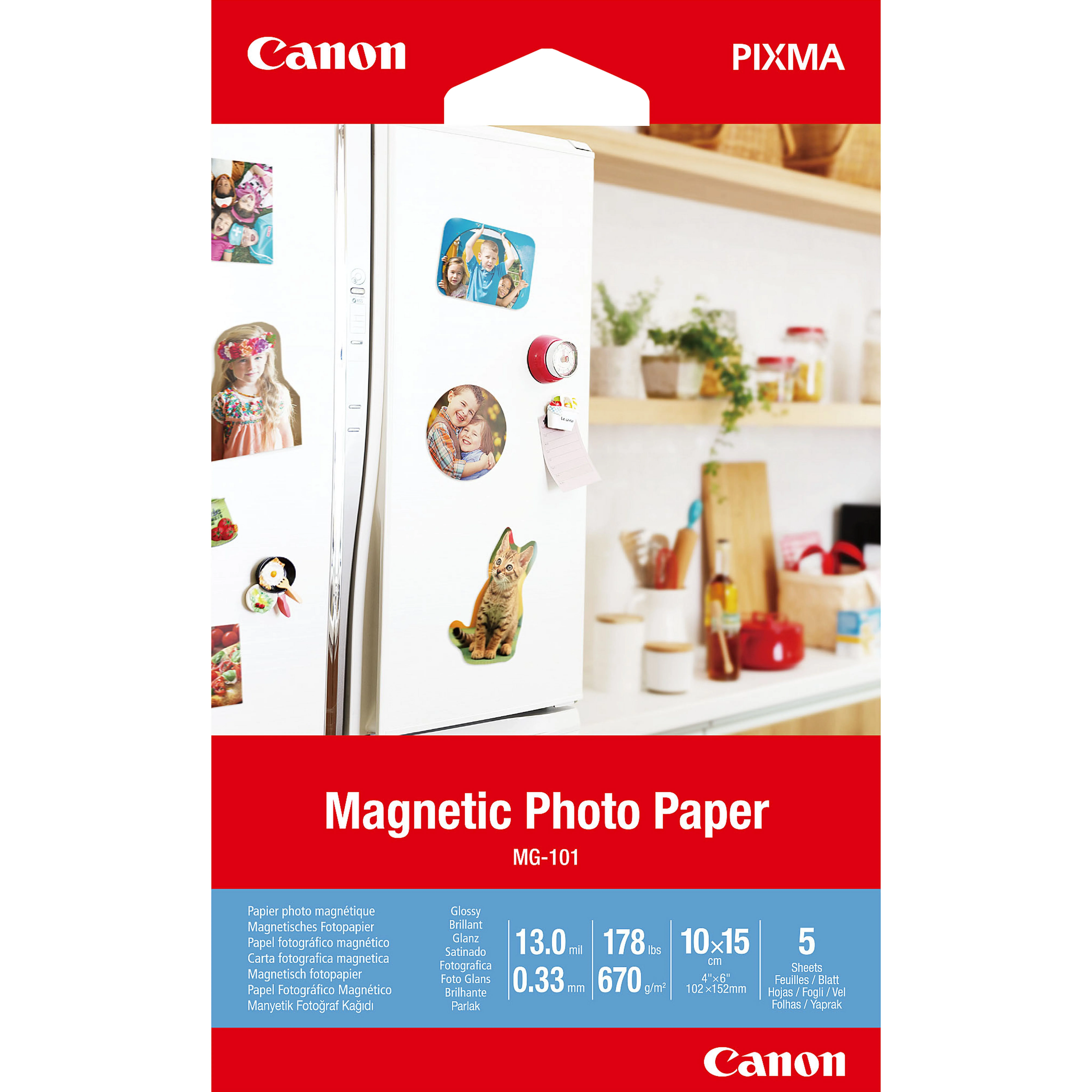 ORIGINALE Canon Carta Bianco 3634C002 MG-101 A6 Carta fotografica magnetica 10 x 15 cm 5 fogli 670 g/m?.