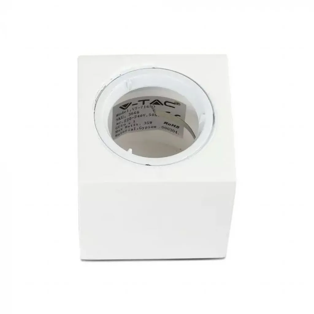 V-TAC Portafaretto LED Montaggio a Plafone Quadrato GU10 e GU5.3 (MR16) Corpo in Gesso Bianco