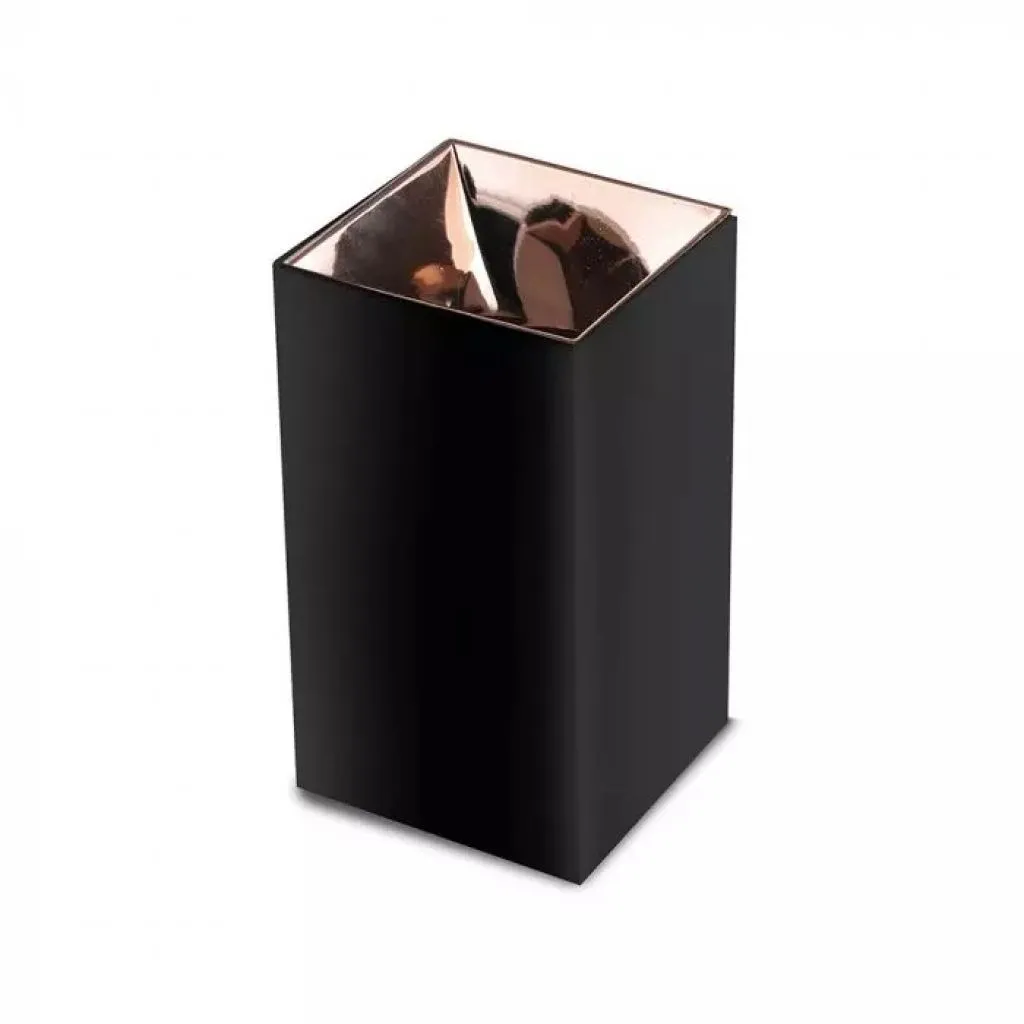 V-TAC Portafaretto LED Montaggio a Plafone Quadrato GU10 Corpo Nero Riflettore Oro Rosa