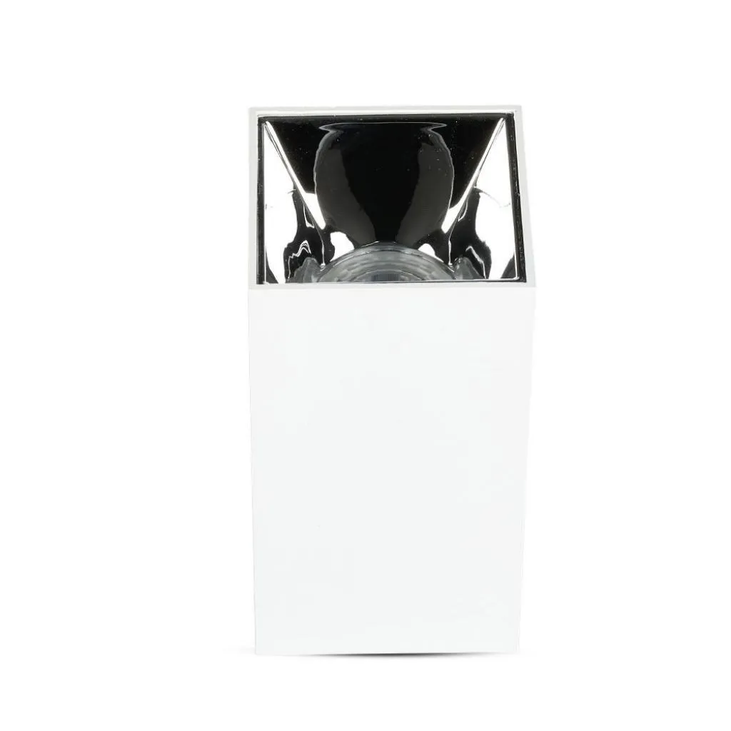 V-TAC Portafaretto LED Montaggio a Plafone Quadrato GU10 Corpo Bianco Riflettore Cromato