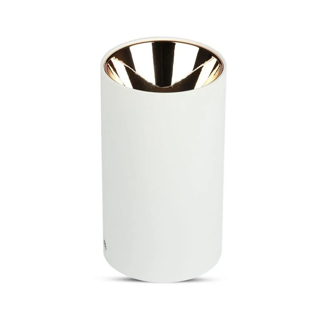V-TAC Portafaretto LED Montaggio a Plafone Rotondo GU10 Corpo Bianco Riflettore Oro Rosa