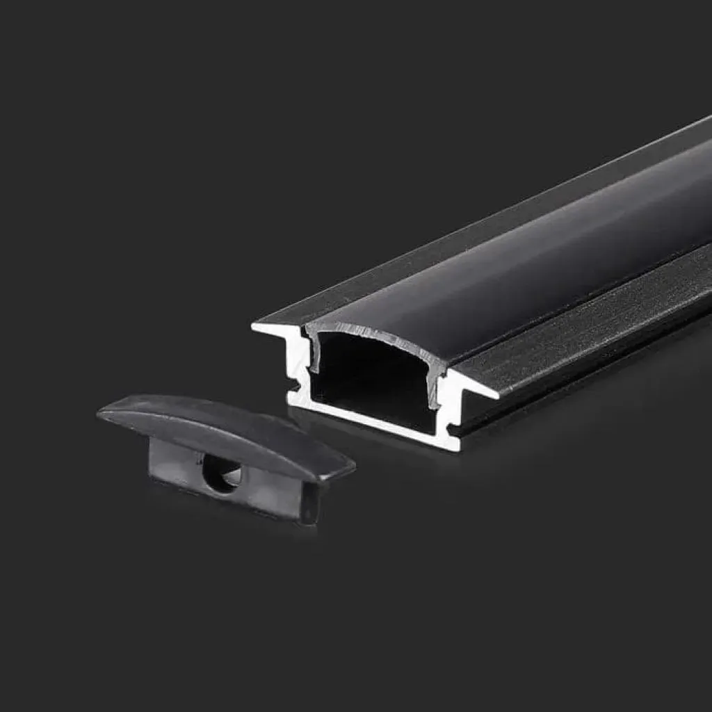 V-TAC Profilo in Alluminio Colore Nero per Strip LED 2000 x 247 x 7mm