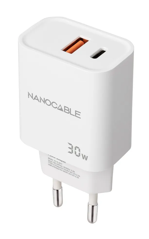 Nanocable 10.10.2011 Caricabatterie per dispositivi mobili Universale Bianco AC Ricarica rapida Interno