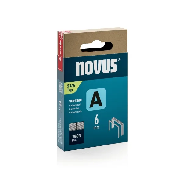 Novus A Tipo 53 confezione da 1800 punti metallici zincati 53/6 - perno da 6 mm