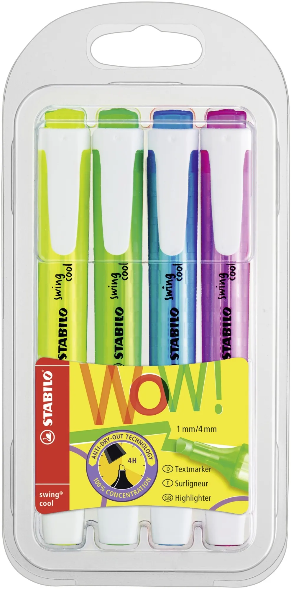 STABILO Evidenziatore - swing cool - Astuccio da 4 - Colori assortiti