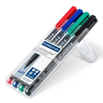 Staedtler Lumocolor 317 WP4 marcatore permanente Nero Blu Verde Rosso 4 pz