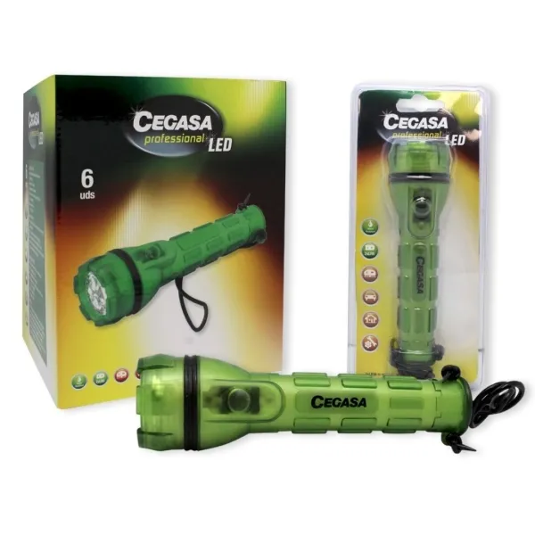 Torcia professionale Cegasa a 3 LED - Resistente agli urti e all'acqua IP44 - Funziona con 2 batterie AA LR6 (non incluse)