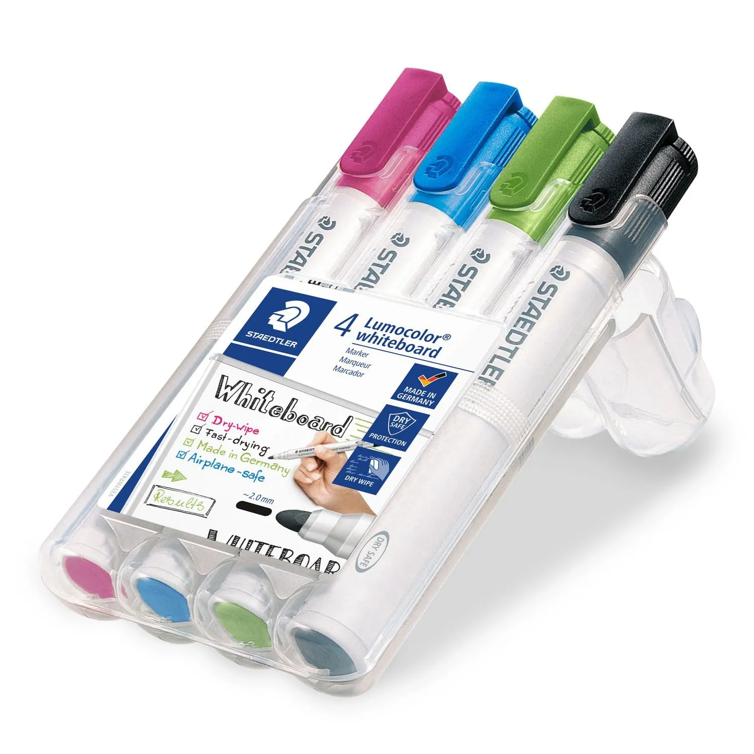 Staedtler Lumocolor 351 evidenziatore 4 pz Tipo di punta Nero Azzurro Verde chiaro Rosa