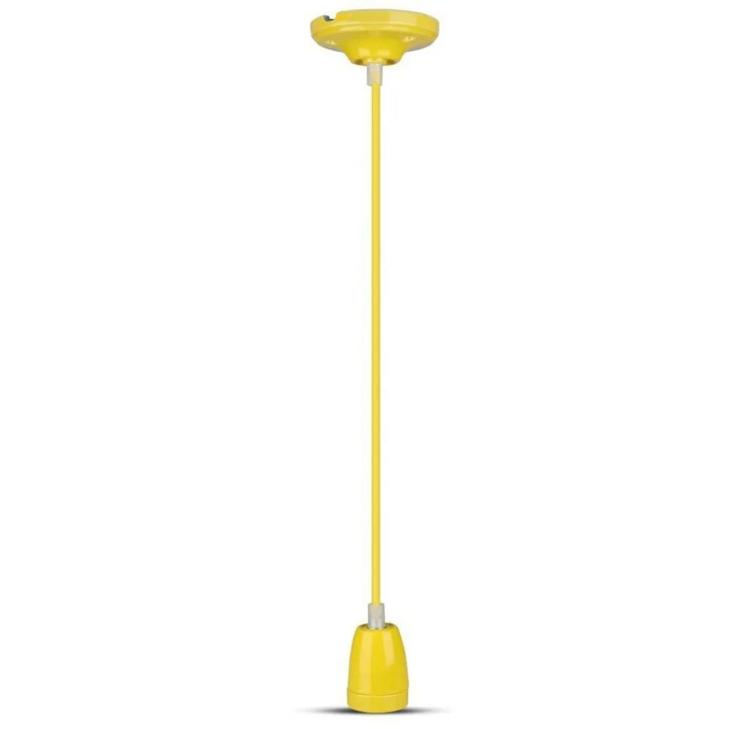 V-TAC Portalampada in Porcellana E27 (Max 60W) Colore Giallo e Cavo in Corda