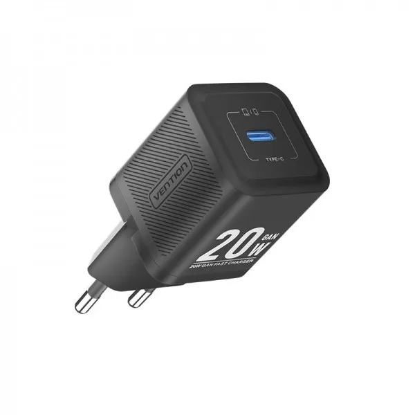 Caricatore da muro Vention GaN USB-C 20W - Ricarica rapida EU - Colore nero