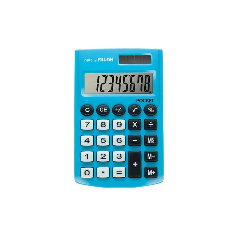 Calcolatrice tascabile Milan con display a 8 cifre - 3 tasti di memoria e radice quadrata - Tasti soft touch - Blu