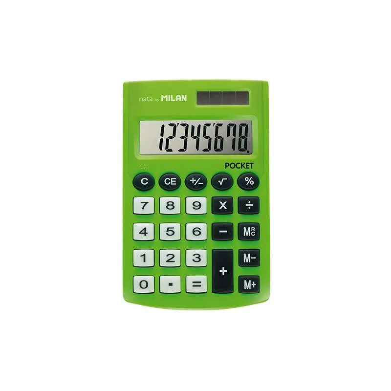 Calcolatrice tascabile Milan con display a 8 cifre - 3 tasti di memoria e radice quadrata - Tasti soft touch - Verde