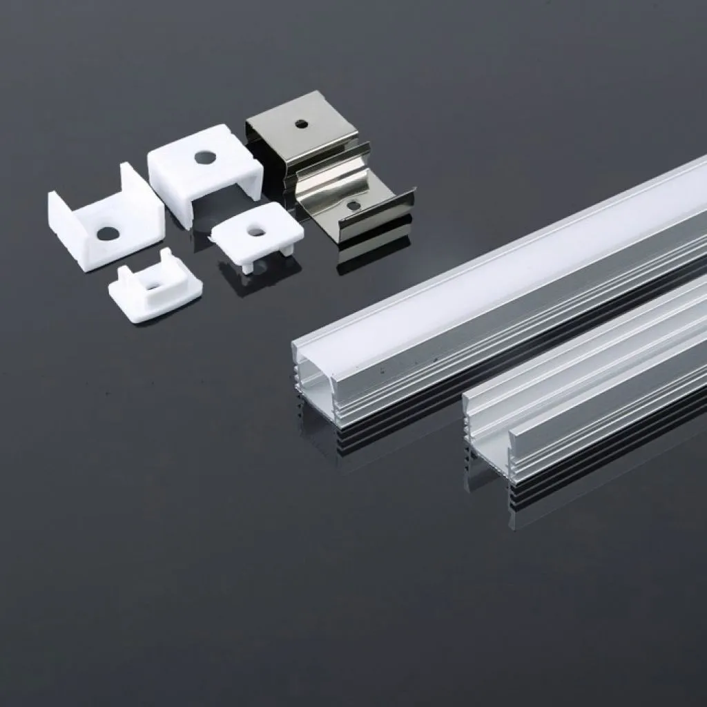 V-TAC Profilo in Alluminio Colore Silver per Strip LED (Max l: 124mm) Copertura Satinata 2000 x 174 x 121mm