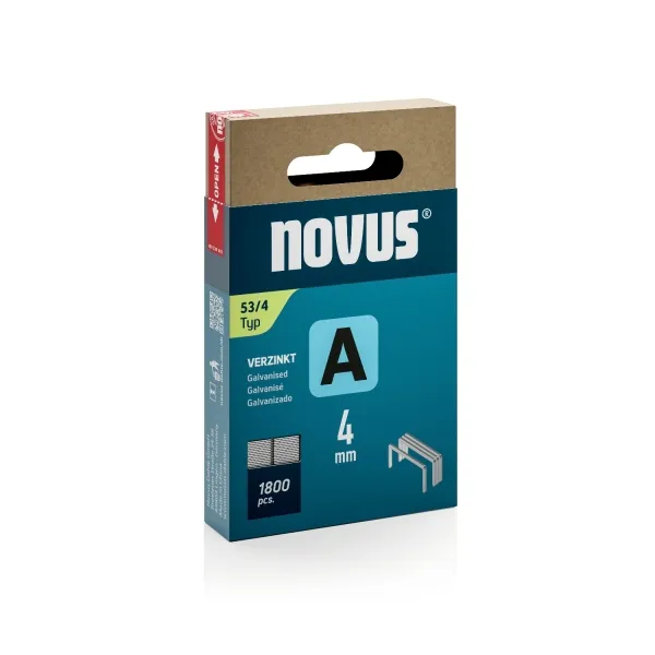 Confezione da 1800 punti metallici zincati Novus A Tipo 53 lunghezza 5 3/4 pollici gambo da 4 mm.
